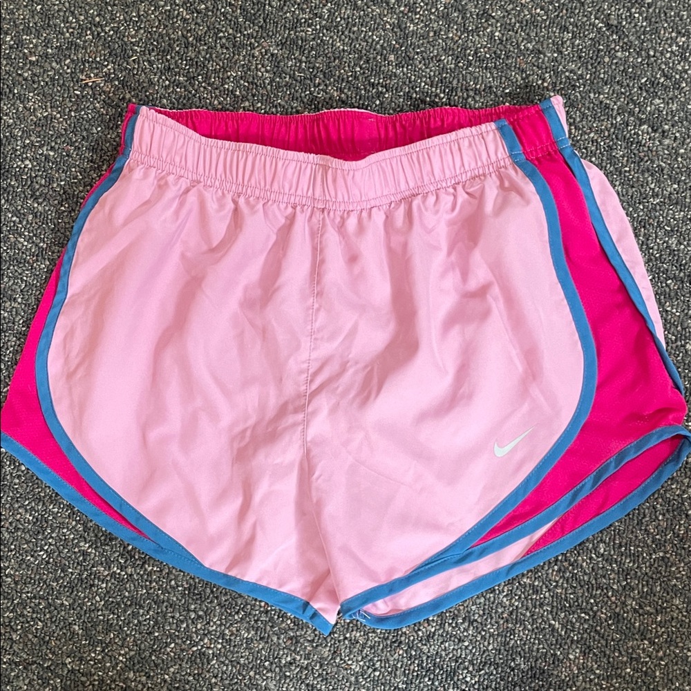 Nike Women's Pink and Blue Athletic Shorts